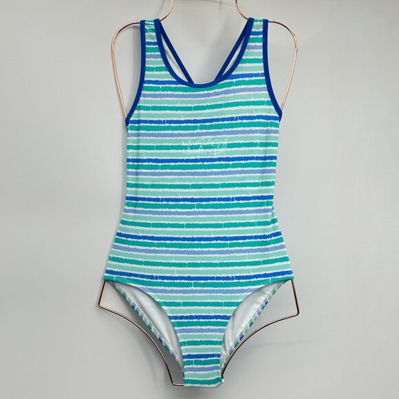 L.L. Bean NEW Beach Glass Stripe Sun Smart Dry Comfort One-Piece Swimsuit - Picture 2 of 7